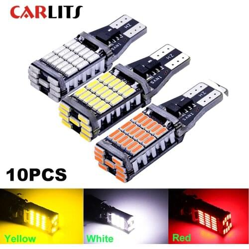 10PCS 12V T15 W16W LED Super Bright 45 SMD 4014 LED Canbus No ERROR Car Backup Stop Reserve Light Brake Lamp White/Red/Yellow CJ