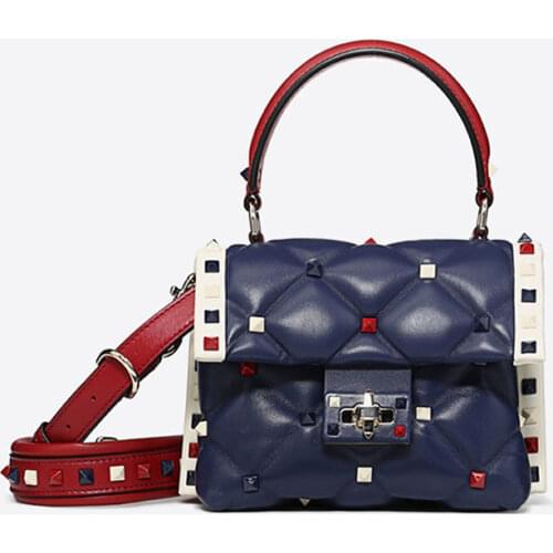 2020 Fashion Luxury Rivet Women Small Handbags Runway Shoulder Bag Crossbody Bag Ladies Street Genuine Leather Messenger bag