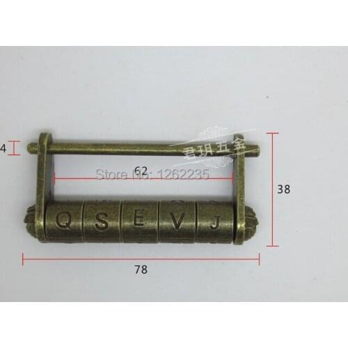 78 * 38 mm Furniture Hardware Antique Brass Padlock Text locks Wholesale