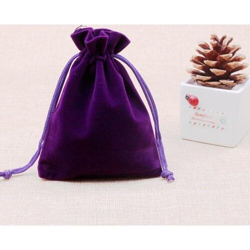 7x9cm high quality deep purple velvet bags 50pcs/lot drawstring storage pouches for birthday gifts candy beads packaging bags