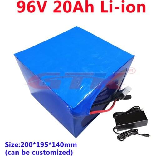 Great 96V 20Ah Li ion battery pack with lithium BMS for 2800w high power electric tricycle scooter power supply+3A Charger