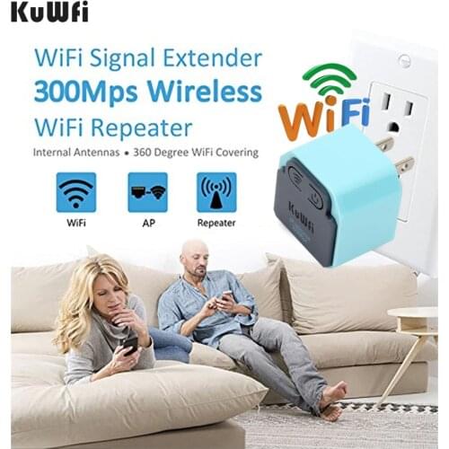 KuWFi 300Mbps Wireless Wifi Repeater 2.4Ghz WI-FI AP Router 802.11N Signal Amplifier Wifi Range Extender Booster With US/EU Plug