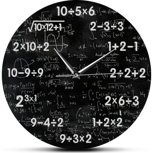 Math Class Black Chalkboard Silent Wall Clock Mathematics Classroom Wall Sign Math Equations Wall Watch Math Nerd Teacher Gift