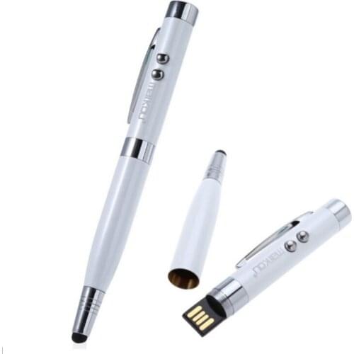 4 Colors Light Laser Pen Shape USB Flash Drive 8GB 16GB 32GB 64GB Usb Disk USB 2.0 Stylus Pen Drive Memory Stick Pen Custom Logo