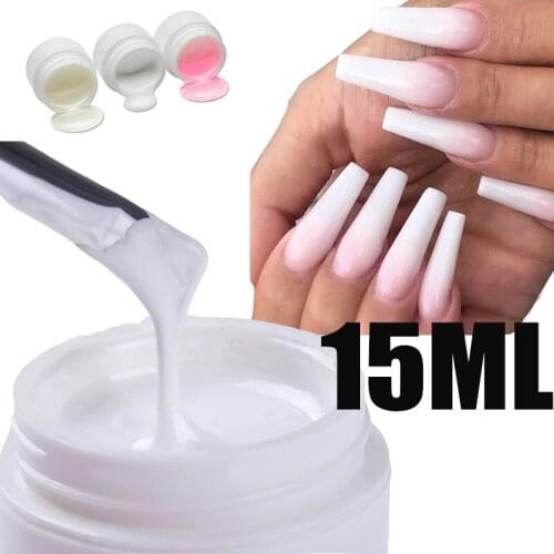 Nail Art Phototherapy Gel 15ml Quick Building Pink White Clear UV Gel 3D Acrylic Powder Nail Extension Glue Nail Art Accessory