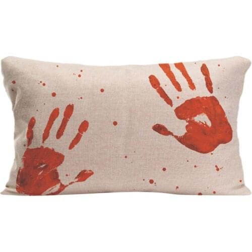 Cotton Linen Bloody Halloween Hand Imprints Throw Pillow Case Decorative Cushion Cover Pillowcase Customize Gift For Sofa Seat