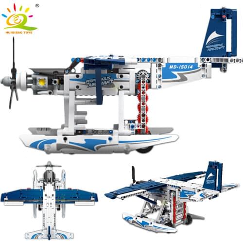 HUIQIBAO TOYS 556pcs Technical Series RC Aircraft Remote Control Airplane Building Block City Brick Educational Toy for Children