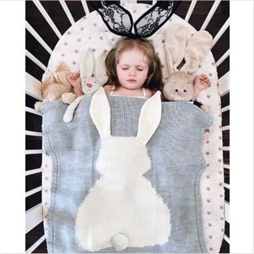 INS Nordic lamb Blanket Warm Sheet Three-dimensional Rabbit Ear Shawl Childrens Knitted Blanket Beach Mat Baby Summer Nap Quilt