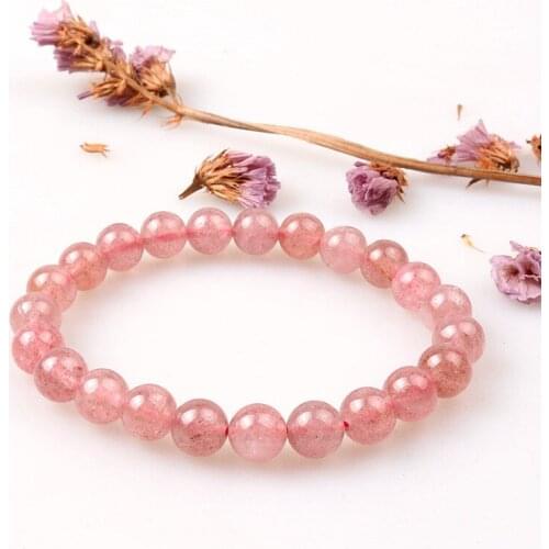 Fine 100% Natural Strawberry crystal stone bracelet Yoga women bracelet