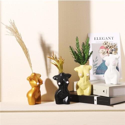Kardashian Sexy Human Female Body Resin Vase Breast Dried Flower Bottle Floor Vases Home Art Statue Ornaments Vase