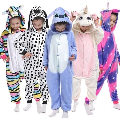 Kigurumi Unicorn Onesies For Kids Pajamas Winter Unicorn Sleepwear Childrens Pyjamas Kids Boy Girl Cosplay Pijamas Suit Overall