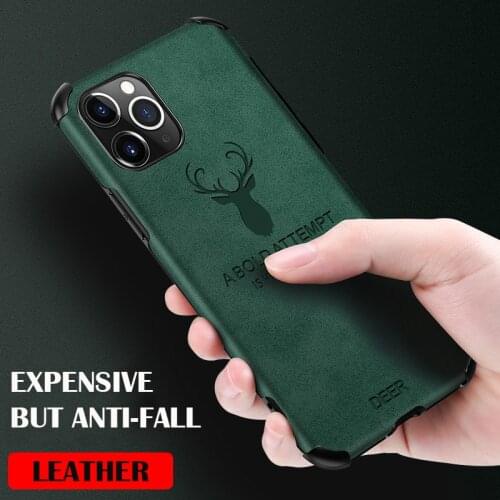 Leather Deer Phone Case For Apple iPhone 11 Pro Max XR XS Max 8 7 6S 6 Plus Cover Case 7plus Luxury Soft Silicone i xs Back Case