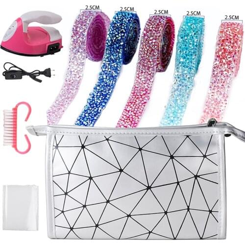 Crystal Rhinestones Ribbon 5 Rolls Diamond Sparkling Bling Ribbons Roll Banding Belt Wrap for Wedding Cakes Birthday Decorations