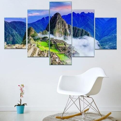 Machu Picchu In Peru Poster 5 Pcs Modern Home Wall Decor Canvas Picture Art HD Print Painting On Canvas for Living Room