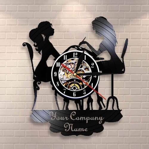 Nail Salon Personised Your Name Vinyl Record Wall Clock Custom Spa Salon Business Wall Sign Wall Decor Polish Fashion Art Clock
