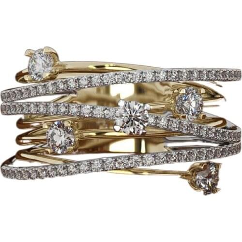 Fashion micro-zircon ring cross color finger ring for women