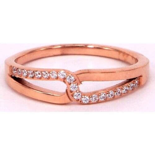 Fashion Stainless Steel Crystal Love Double C letter Cross Engagement Ring Rose Gold Color Women Party Wedding Gift