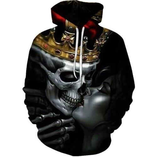 Crown Skull beauty kiss 3D Print fashion hoodie cool sudaderas Men hoodies trendy sweatshirts Unisex Casual Pullover Tracksuit
