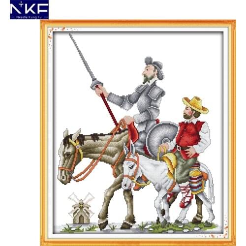 NKF Don Quixote Cross Stitch Pattern Needlework Cross Stitch Kit Embroidery Cross Craft Chinese Cross Stitch for Home Decor