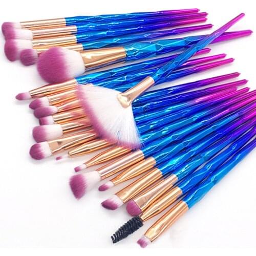 20PCS Makeup different Brushes Set Eyelash Eye Shadow Blending Lip Brush Face Makeup Tools Bright color makeup brush