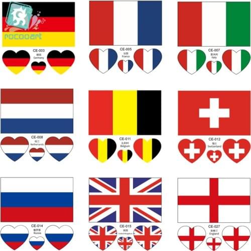 Latest Europe flag face sticker Germany France Italy Belgium England Scotland Netherlands Sweden national flag temporary tattoo