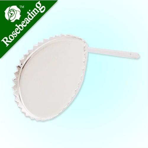 2013-2014 new brand Silver plated stud earring with a Drop bezel,fit 10*14mm drop cabochon;sold 50pcs/pkg