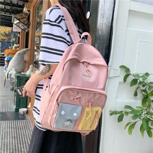 2021 new color impact small fresh schoolbag female Korean primary and secondary school students backpack large capacity backpack