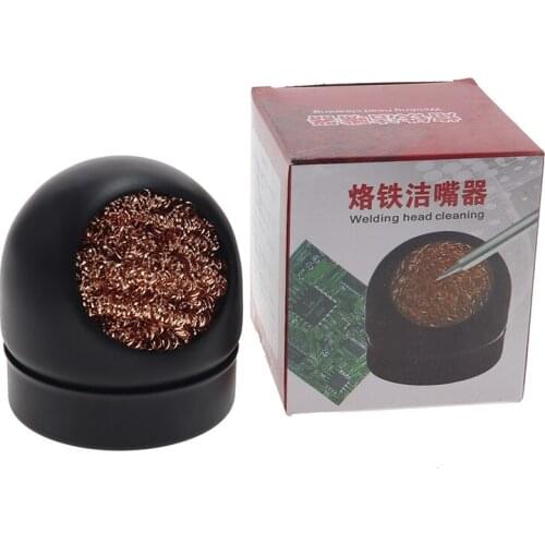 Desoldering Soldering Iron Mesh Filter Cleaning Nozzle Tip Clean Cleaner Dross Cleaning Copper Wire Ball Tin Remove Steel Box