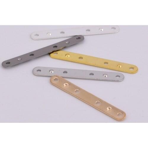 20pcs ZHU RU 28*4mm New Four-hole long flat strip connection Pendant Charm fit Girls Charm DIY Jewelry Clothes decoration