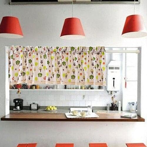 Semi Shading Linen Cotton Printing Dormitory Short Curtain Korean Style Finished Fabric Curtain Kitchen Curtain