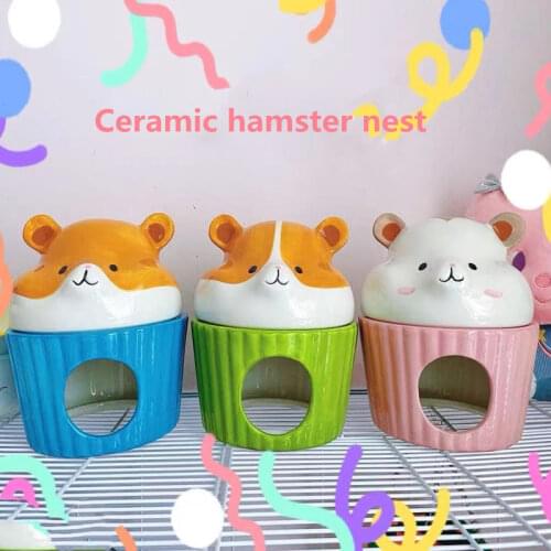 Hand Painted Ceramic Hamster Nest Summer Cooling Hamster Nest Hamster Shelter Golden Bear Hedgehog Chipmunk Small Animal House