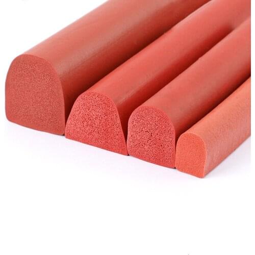 Silicon Foam Sponge Bar Heat Insulation Half Round Hemisphere Rubber Seal Strip Car Machine Sealing Strip Red