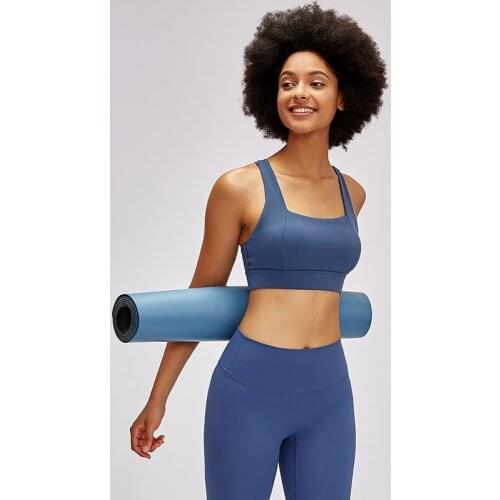 Wide Shoulder Straps Sports Bra Solid Padded Womens Tube Top Cross Back Fitness Underwear Workout Running Bralette Sportswear