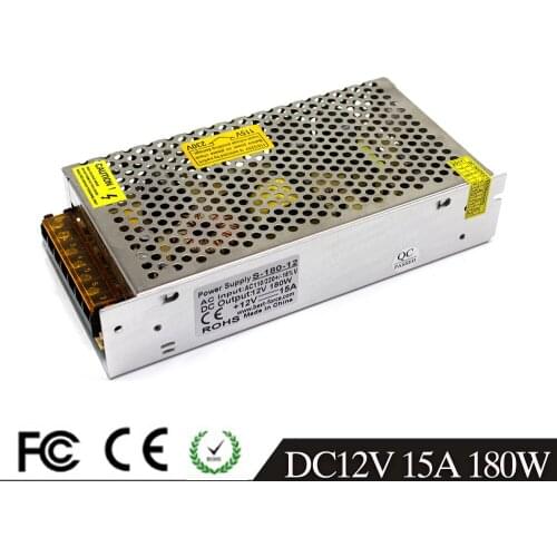 LED Power Supply DC 12V 15A 180W Power Adapter Driver Transformer 110V 220V AC-DC Dc12v SMPS for Strip Module Light CNC CCTV USP