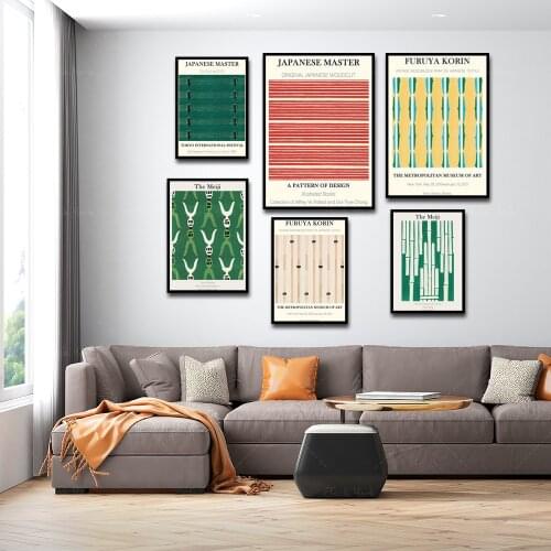 Japanese Furuya Korin Woodblock Print Poster Kimono Pattern Canvas Painting Vintage Minimalist Wall Art Picture Livingroom Decor