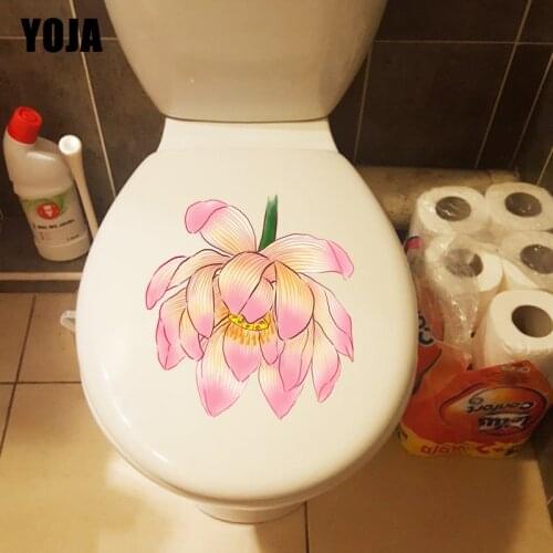 YOJA 19.5*21.3CM Chinese Style Hand-Painted Lotus Living Room Wall Decor Home WC Toilet Sticker T1-0730