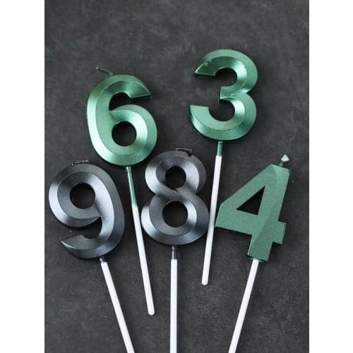 Green Ins style 5cm Metallic color Alphabet Number Birthday wedding Candles Cake Candles Kids Party Decor ,1000pcs/lot