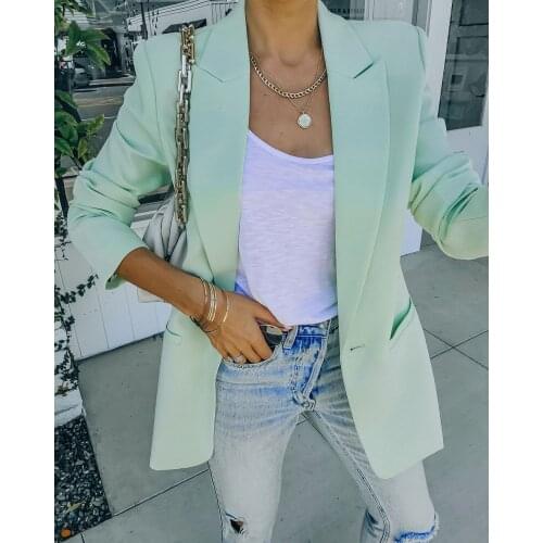 2021 Autumn Long Sleeve Blazer Coat Pocket One Button Fashion Splicing Slim Jacket