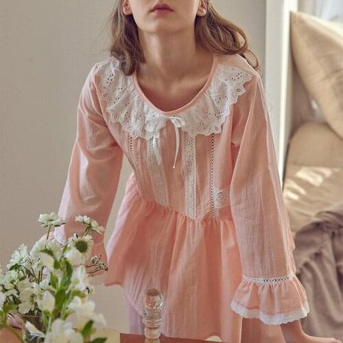 Palace Style Autumn New Women Long Sleeve Two Piece Suit Pure Cotton Soft Pajama Set Home Clothes Lounge Sleepwear Nightclothes