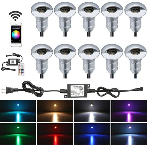 10X WIFI Smart Home 26mm Half Moon 12V RGB Multicolor Yard LED Deck Stair Step Lights for Alexa Echo Googlehome IFTTT Phone App