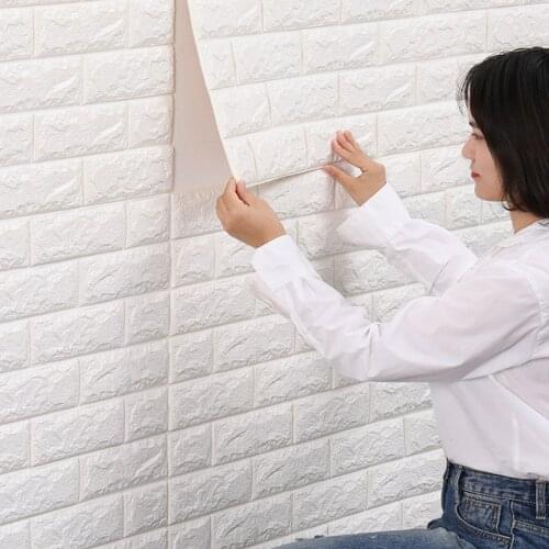 10pcs Self-adhesive Wallpaper Foam Home 3d Stereo Wall Stickers Waterproof Moisture-proof TV Background Bedroom Decoration