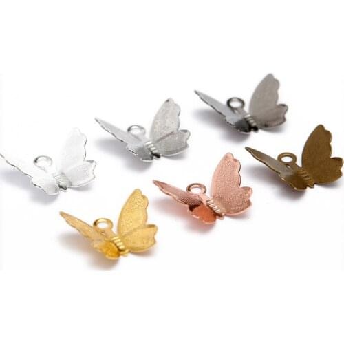 100pcs/lot 11x13mm Butterfly Charms Gold Color Animal Shape Jewelry Findings DIY Necklace Bracelet Handmade Components