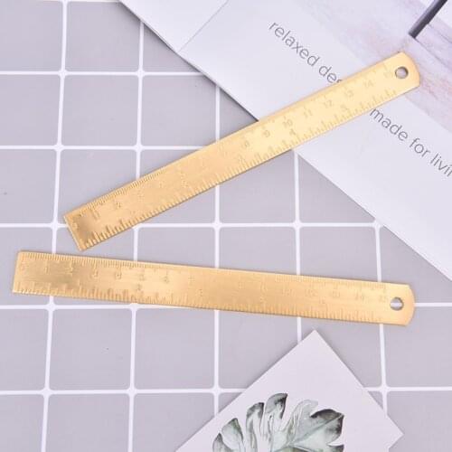15Cm Brass Straight Ruler for School Office Stationery Metal Painting Drawing Tools Chancery Measuring Ruler Bookmark