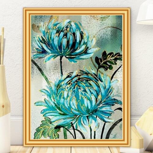 5D DIY Diamond Painting Blue Flowers Cross Stitch Kit Full Drill Embroidery Mosaic Art Picture of Rhinestones Decor New Arrivals