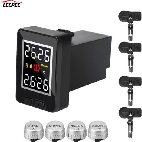 Temperature Real-time Monitoring Waterproof Car TPMS Tire Pressure Monitor System Save Fuel 4Pcs External Internal Sensor