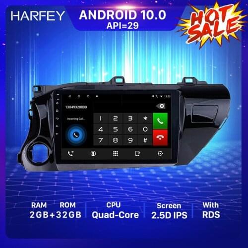 Harfey Android 10.0 Car Multimedia player 10.1 inch for 2016-2018 TOYOTA HILUX Left hand Driver with Bluetooth GPS USB FM SWC