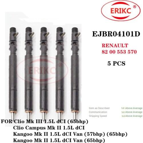 ERIKC 5 PCS EJBR04101D Auto Diesel Fuel Pump Injection EJBR 041 01D OEM RENAULT 82 00 553 570 FOR Clio 65 Mk II 1.5L dCI (65bhp)