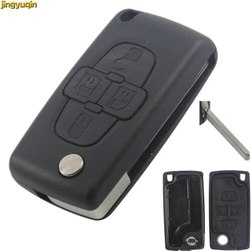 Jingyuqin VA2 CE0523 Flip 4 BTN Remote Key Shell Fob For Citroen C3 C4 C5 C6 Peugoet 307S 308 407 408 507 607 807 Key Blank Case