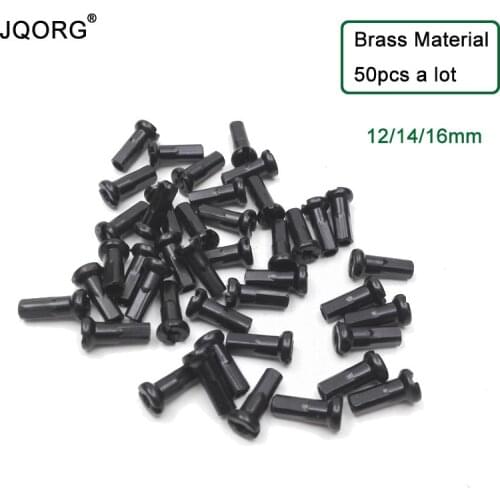 JQORG 50 Pcs A Lot Spoke Nipples Black Color 12/14/16mm Length Brass Material Mountain Bike MTB Spokes Nipples For Bike Wheel