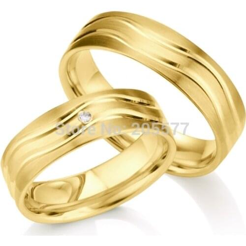 Classic Design Gold plating layer Handmade Titanium pair wedding engagement couples rings anel de casamento Trauringe